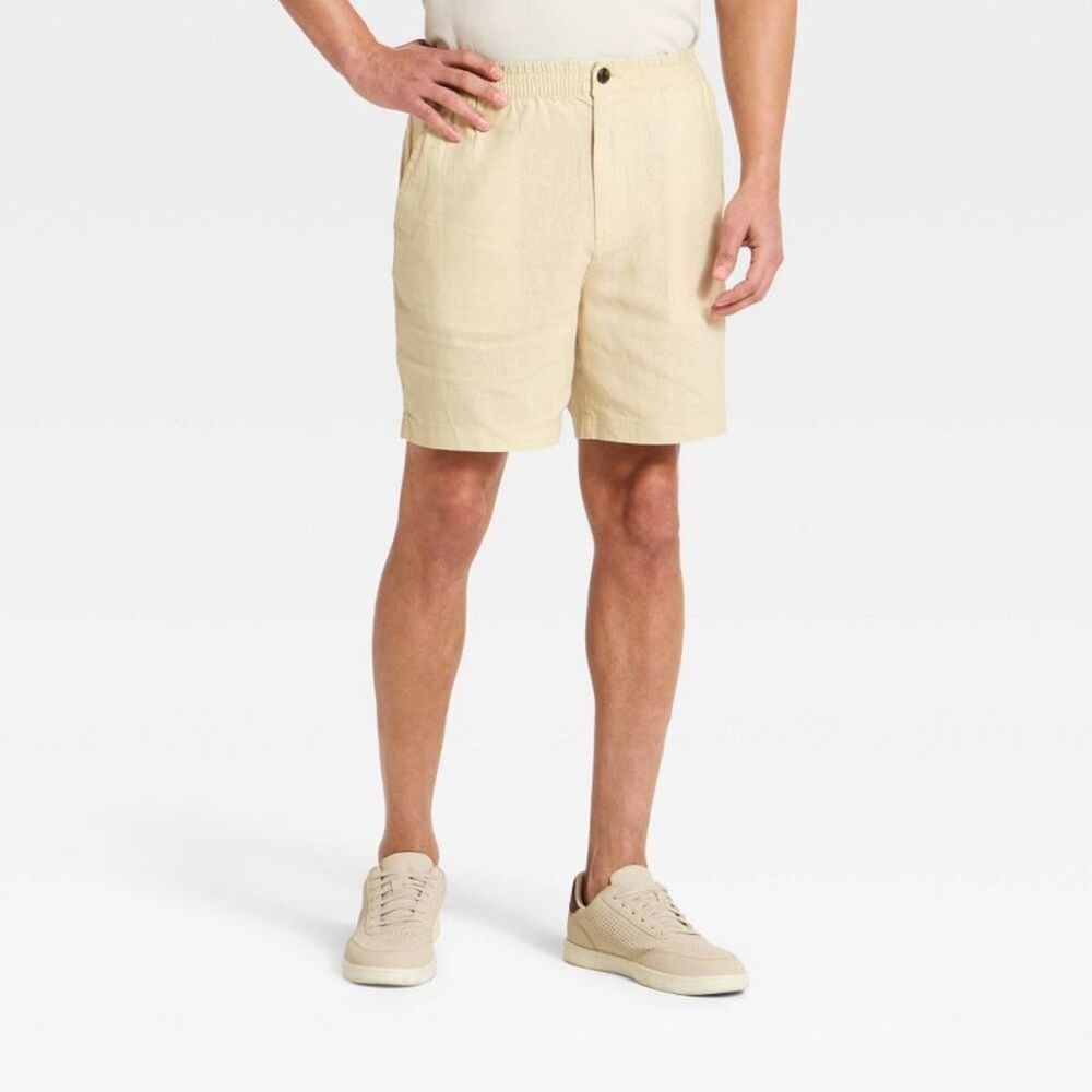 Goodfellow & Co - Men's 7" Elevated Linen Shorts - Goodfellow & Co B Beige